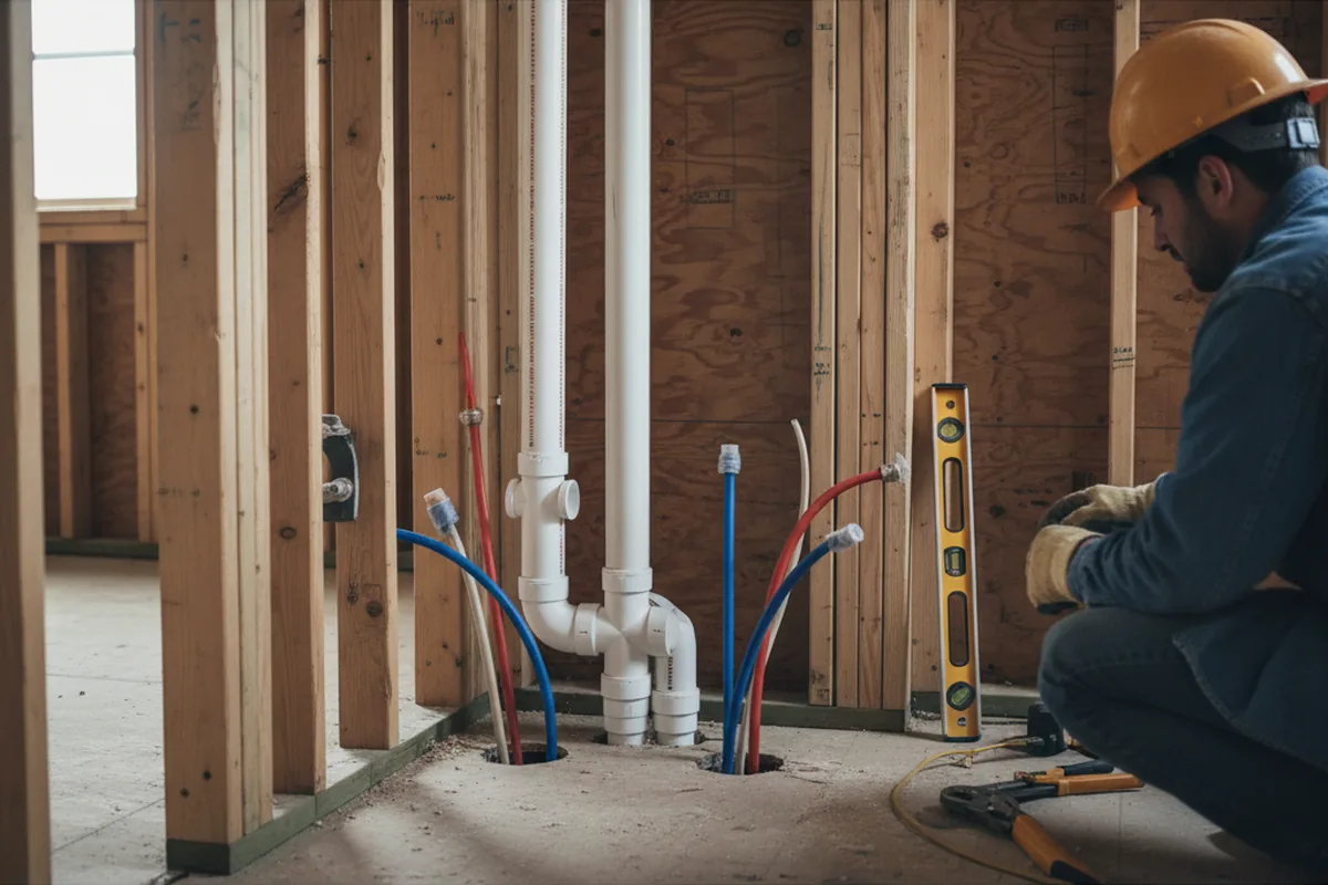 Drain and supply rough-in during Leak Detection in South Bend